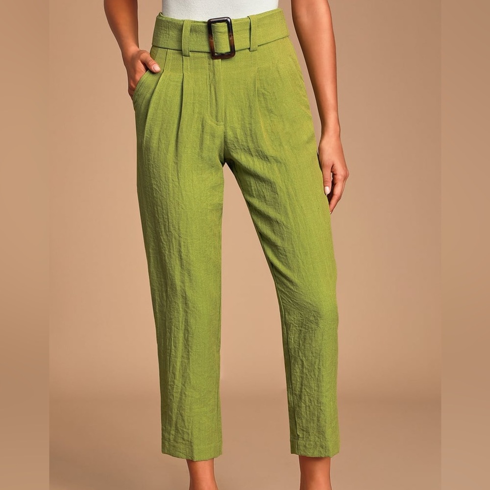 Linen high waisted belted pants